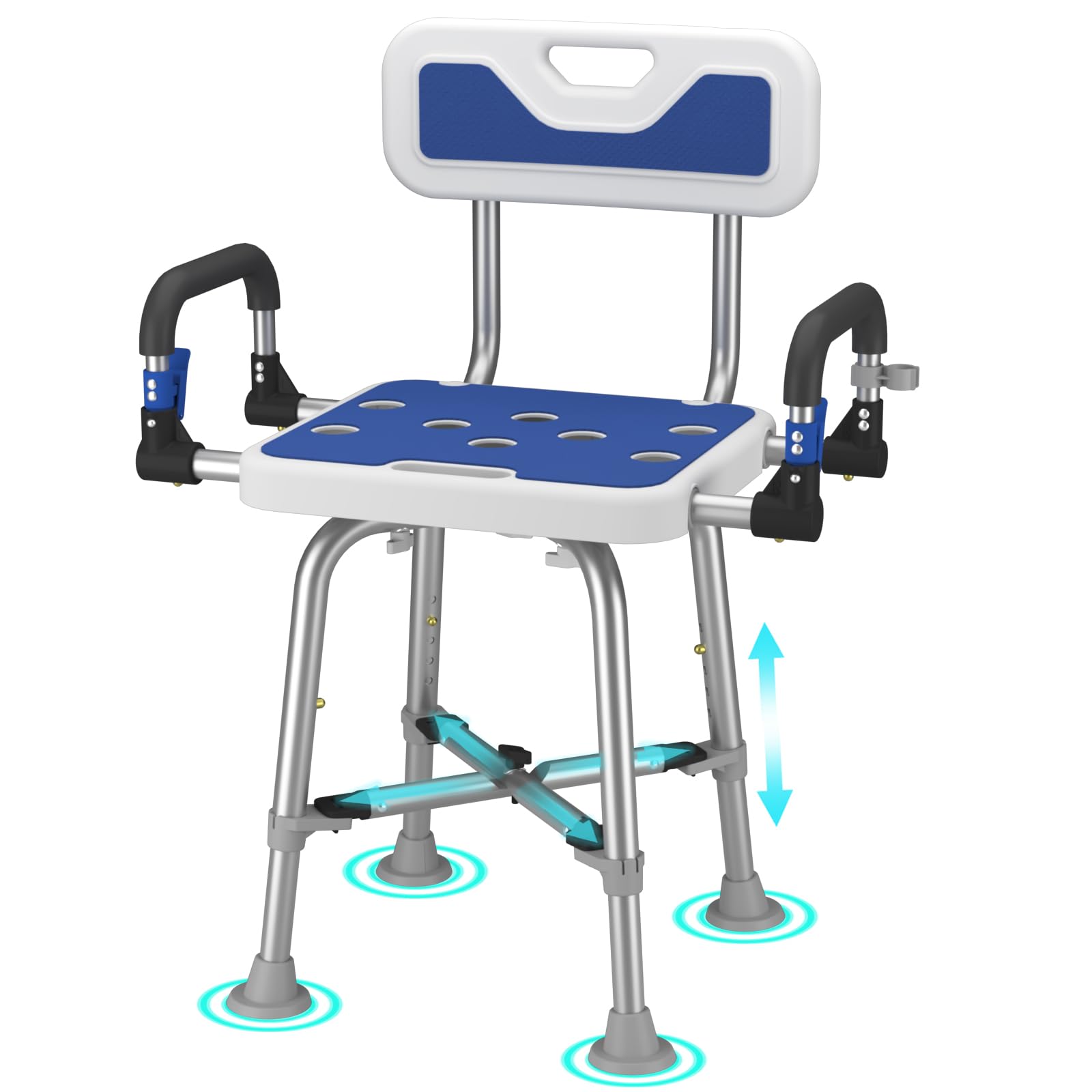 Photo 1 of Shower Chair for Seniors Elderly Handicap Disabled Or Bariatric Adults Heavy Duty 500 Lbs Bench Seat for Inside Shower Stall and Bathroom Bath Tub with Arms and Back Adjustable Stool Chairs