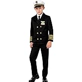 KIDIN Ship Captain Uniform for Kids Navy Admiral Costume for Boys’ Career Day 100 days of School Halloween Cosplay