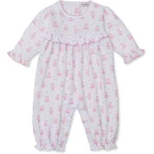 kissy kissy Baby Girls 100% Pima Cotton Teddy Bears Print Playsuit Footie, Newborn to 9 Months
