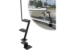 Heavy-Duty Boat Trailer Steps with Handle - 2-Step Non-Slip Surface, Universal Fit for Trailer Tongue Access, 400 Lbs Load Ca