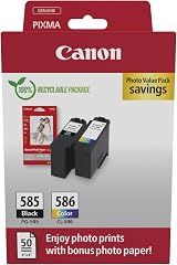 Canon PG-585 CL-586 Ink Cartridges Pack 2 with 50 Sheets Photo Paper TS7650i view 1