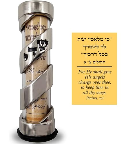 Jewish Car Mezuzah - Hamsa Traveler's Prayer Blessing For Auto By Israeli Artisan