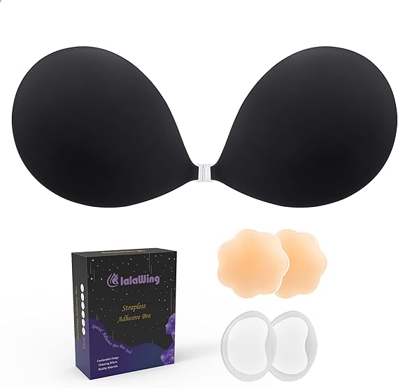 lalaWing Sticky Bra Strapless Adhesive Fabric Bra Invisible Pushup Bra