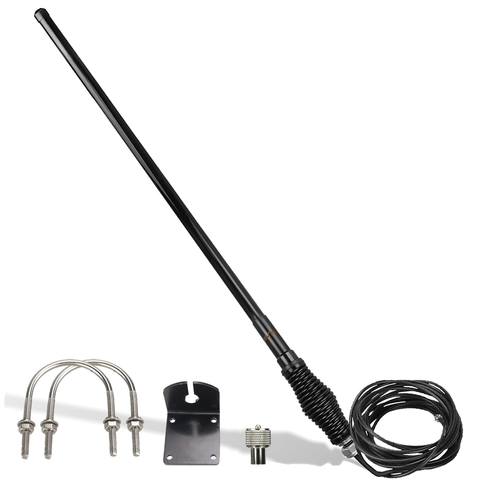 Photo 1 of Retevis GMRS Mobile Antenna, Heavy Duty Fiberglass GMRS Antenna, 6.5dB 462-467MHz,Mount Bracket,Spring Base with 16ft RG-58U Coaxial Cable,Compatible with Midland GMRS Radio Retevis RT97 RA86,48.2inch