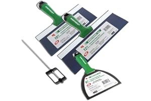 USG Sheetrock Pro Series Blue Steel Drywall Taping Knife with Matrix Style Handle 6-10-12" with Free Mud Pan Mixer