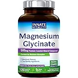 Magnesium Glycinate 500mg per Caps, 120 Veggie Caps, Chelated for Maximum Absorption, Non-GMO, NO Gluten Dairy & Soy, Support