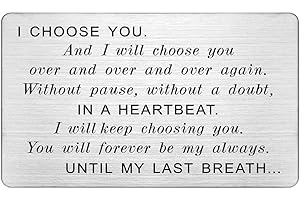FALOGIJE Engraved Wallet Card Insert Men, Anniversary Card Gifts for Husband, I Choose You, Gifts for Husband from Wife, Groom's Gifts for Men, Romantic Gifts for Him, Fathers Day