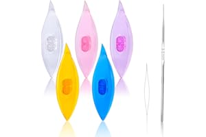 BUTUZE Tatting Shuttle Kit, 5 PCS Plastic Tatting Shuttle with Beading Needles Crochet Hooks Knitting Needles Big Eye Needles Tatting Needles for DIY Hand Lacemaking Craft Tool Weave Yarn Set