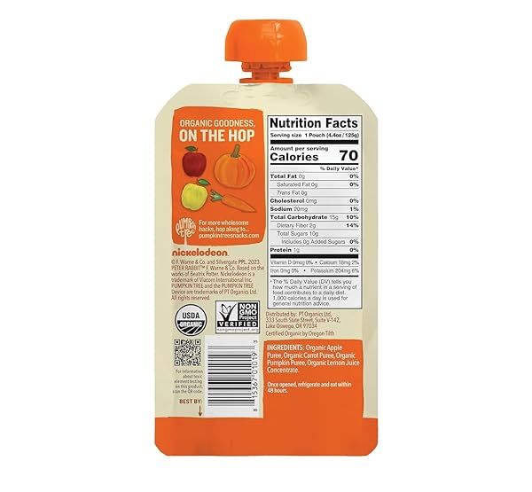 PETER RABBIT ORGANICS FRUIT & VEGETABLE VARIETY PACK – SQUEEZABLE SNACK POUCHES, 4 OZ. (PACK OF 36)