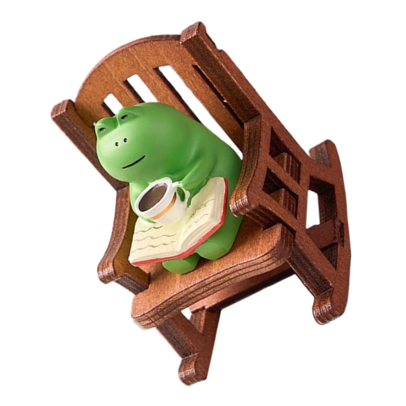 KONTONTY Miniature Frog Decor Shake Chair Ornament Adorable Frog Figurine for Office Decoration Miniature Animal Accent