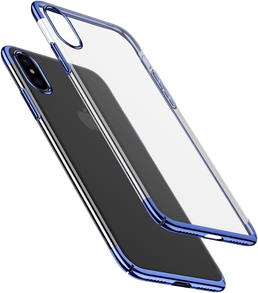 iPhone X Case, [Glitter] [Electroplating] [Metallic Finishing] [Scratch Resist] [Crystal Clear] Transparent Ultra Slim Case Cover for Apple iPhone X - Navy Blue