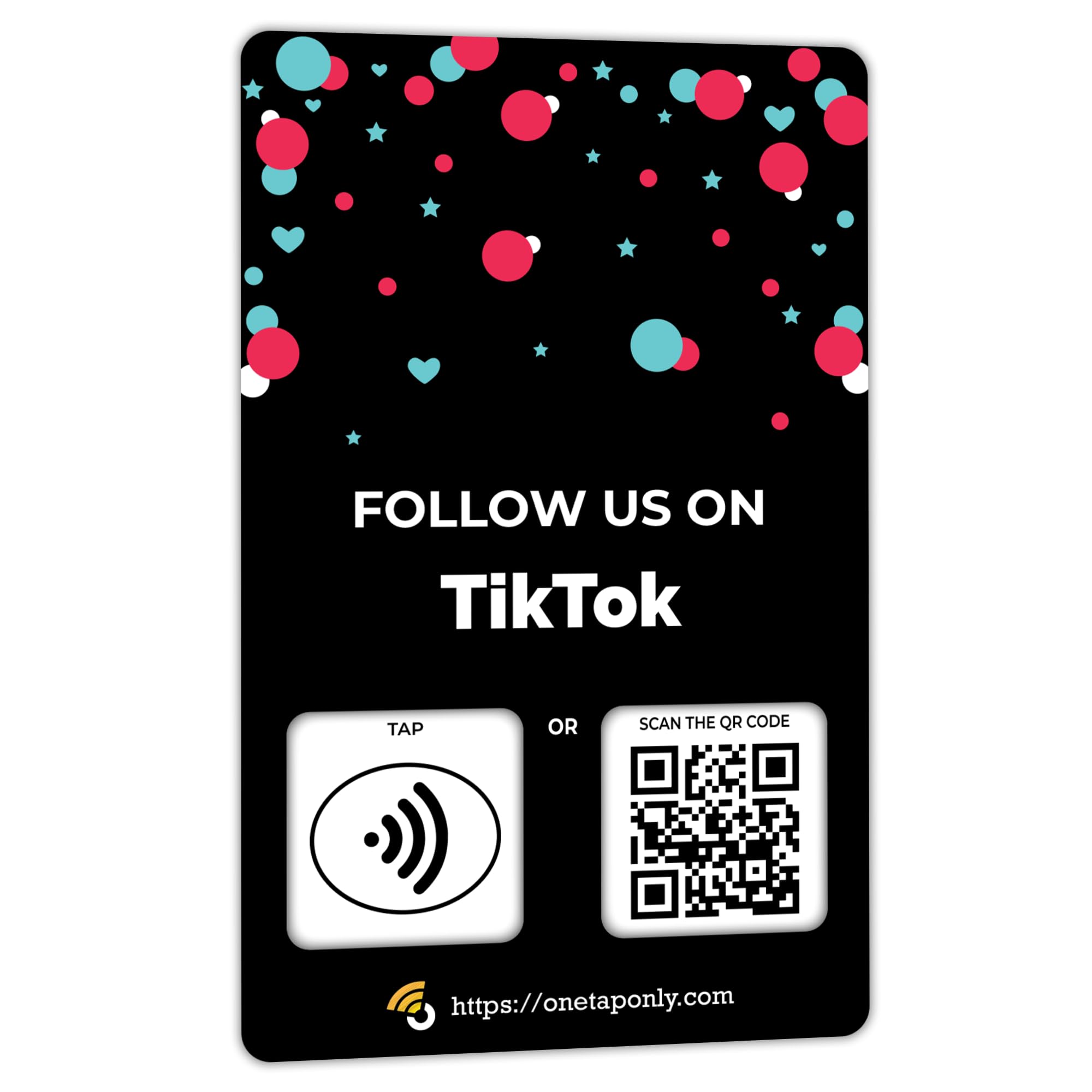 One Tap Only NFC Business Review Cards (1-Pack) Follow US Card – Reusable Smart Tap & QR – Works with All Phones – Contactless Customer Feedback Tool (1-Pack TikTok Card)