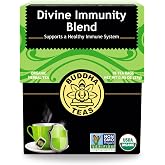Buddha Teas Organic Divine Immunity Blend - Herbal Tea, Caffeine Free | 18 ct. Microplastic Free. Bright citrus with warming herbal spice
