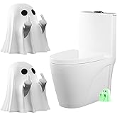Qtaikong 2PCS Funny Ghost Toilet Bolt Covers Decorative, Halloween Cute Toilet Screw Cover Caps, Toilet Caps for Bottom of Toilet for Bathroom Decor, Easy to Install