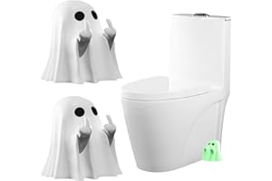 Qtaikong 2PCS Funny Ghost Toilet Bolt Covers Decorative, Halloween Cute Toilet Screw Cover Caps, Toilet Caps for Bottom of Toilet for Bathroom Decor, Easy to Install