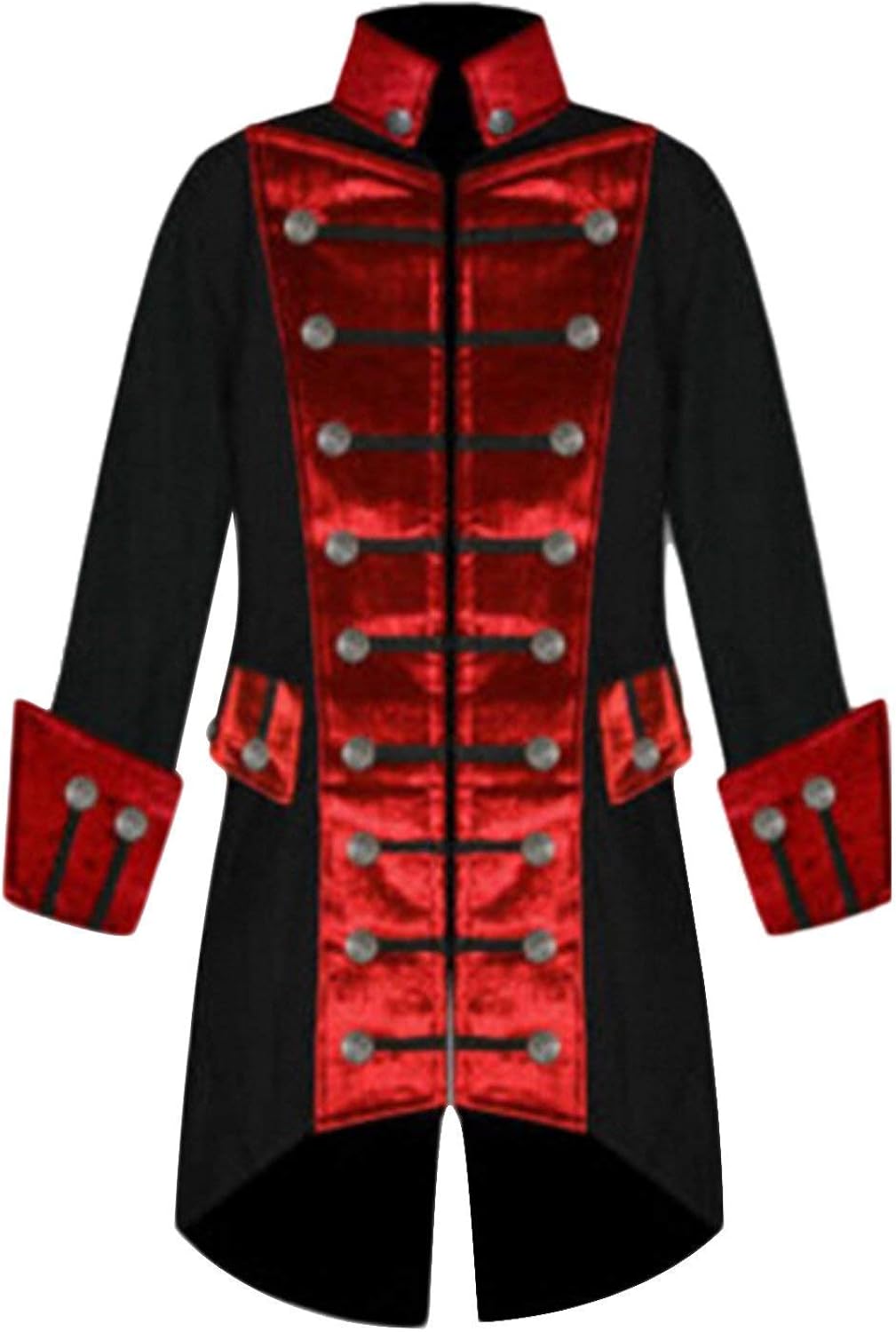 Steampunk Jacke Herren Rot - Gothic Frack Mantel Für Karneval & Halloween