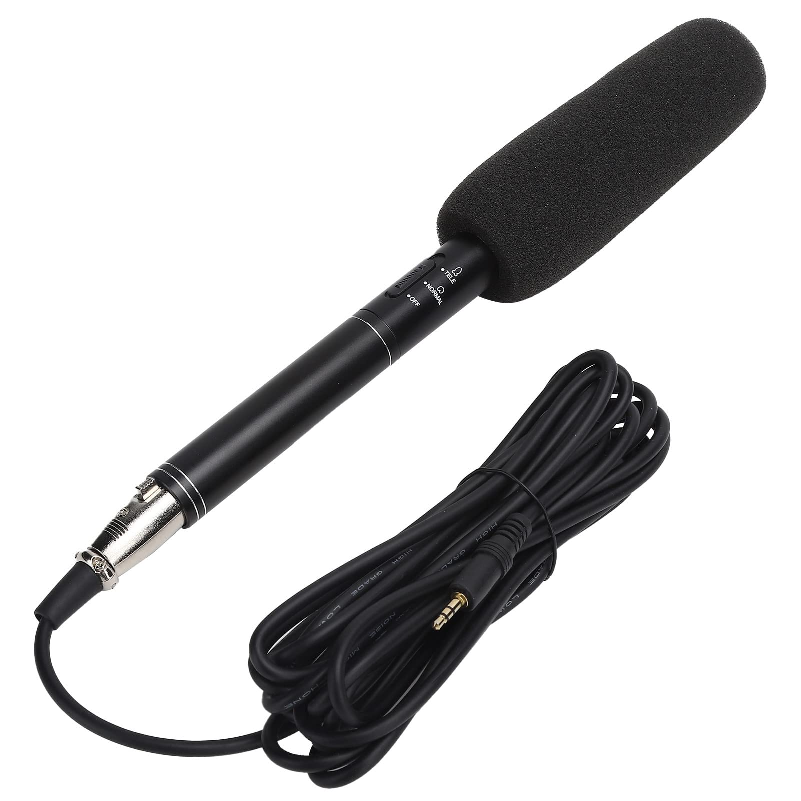 PUSOKEI Handheld Interview Microphone,XLR Directional Condenser Vocal Mic for Meetings Recording Speech Stage, Reporter Microphone for Smartphones Laptops(28cm)