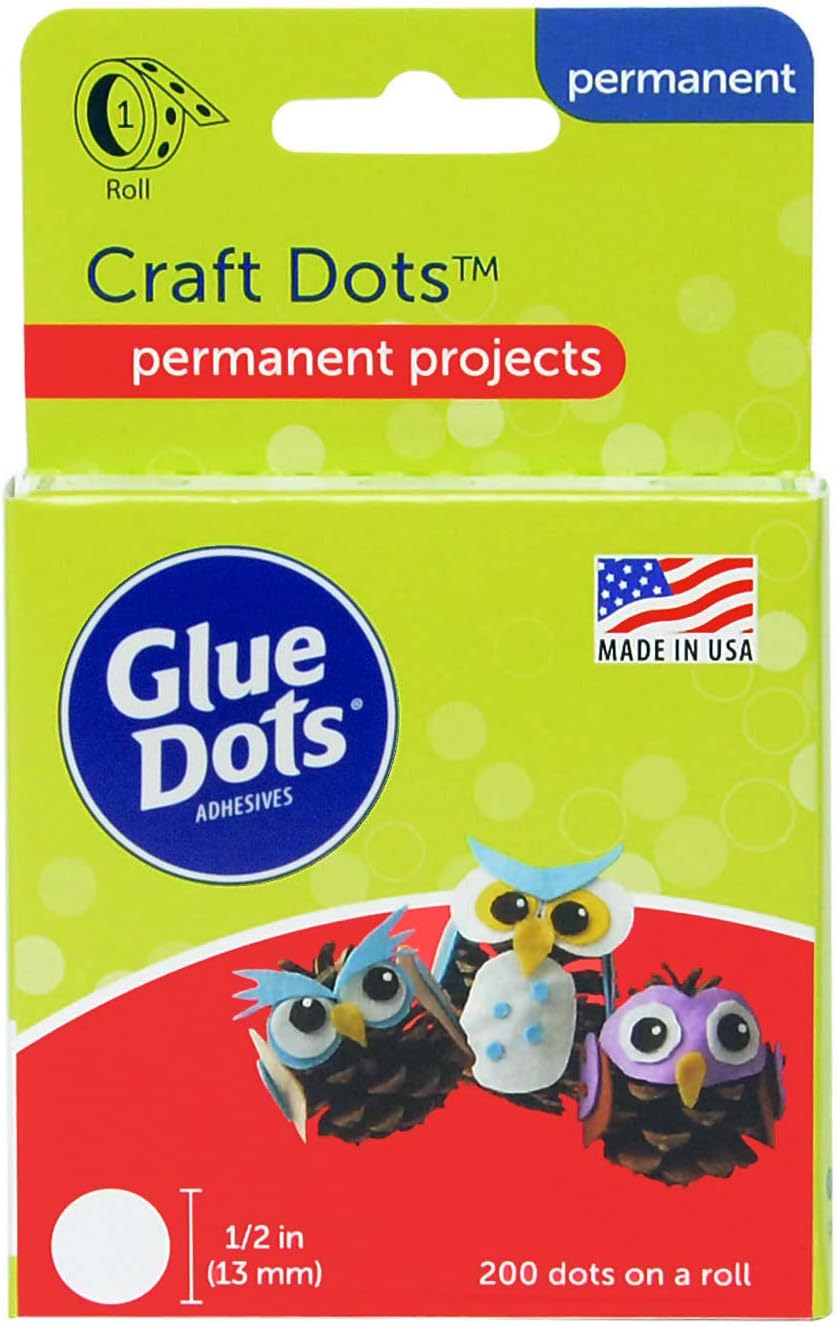 Glue Dots Craft Dots Adhesive, 1/2 Inch, Clear, Roll of 200