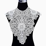 Smiry 2 Pcs Off-White Fabric Flower Venise Lace Trim Collar Lace Applique Patches Neckline Sewing DIY
