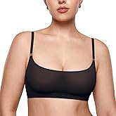 INLYRIC Women's Cosnufy Sheer Bralette - Cami Mesh Unlined No Padding See Through Wirefree Bralettes Pullover