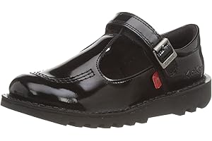 Kickers Girl's Kick T Vel Durable School Uniform Shoe, Patent Black, 2.5 UK Child