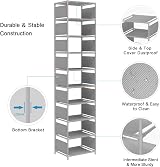 esonstyle 10-Tier Narrow Shoe Rack Metal Storage Organizer Tall Stackable view 8