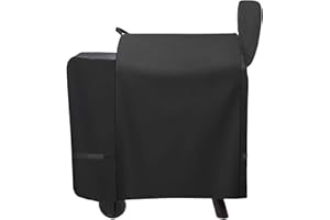 FLAMEDUTY Outdoor 600D Heavy Duty Waterproof Pellet Grill Cover for Traeger Pro 22 Pro 575 Series Wood Pellet Smoker Grill,Texas and More,Full Length All Weather Protection Grill Cover for Z Grill 550B,Black