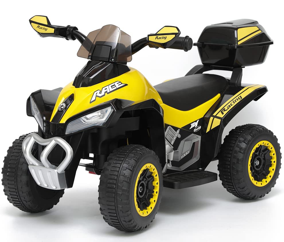 AIJYU TOYS 電動乗用玩具 レーシングバギー 完成車発送 リアボックス付き ヘッドライト クラクション音 キッズカー (イエロー) の商品画像