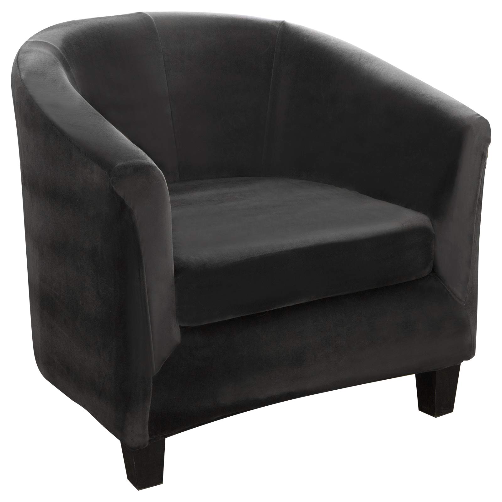 OKYUK 2 Pieces Tub Chair Covers, Stretch Velvet Tub Chair Slipcover For Armchair Covers, Removable Washable Furniture Protector Sofa Couch Cover For Dining Living Room Reception - Dark Grey