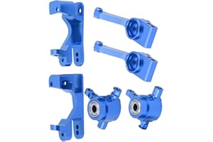 Acouto RC Aluminum Steering Blocks Caster Blocks C Hubs Stub Axle Carriers for Slash 4X4 TSM /10 RC Car Upgrade Red (Blue)
