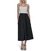 DKNY Womens Spaghetti Strap Sweatheart Neck Two Tone Midi Dress