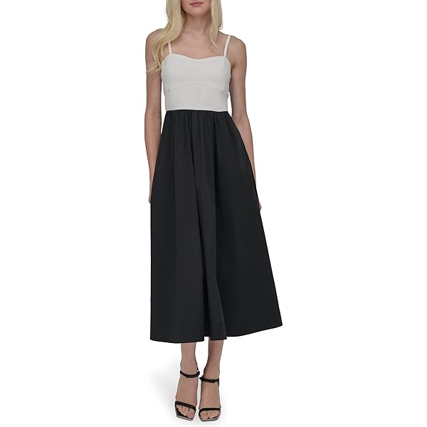 DKNY Women's Halter Midi Dress, Chocolate/Black, 2 at Amazon Women's Clothing store DKNY Women's Halter Midi Dress, Chocolate/Black, 2 at Amazon Women's Clothing store