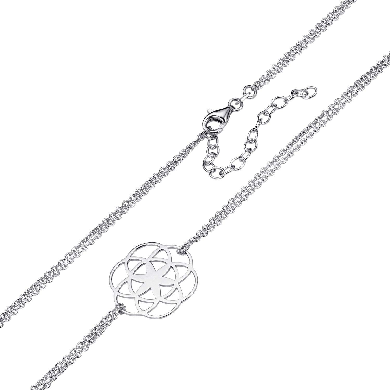 Materia Women's Necklace Flower of Life 925 Silver Mandala Necklace Flower of Life 42-47 cm Rhodium-Plated or Gold-Plated silver - Image 4