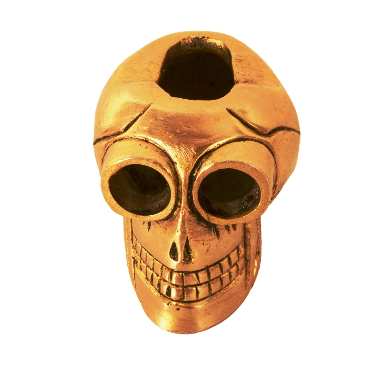 Purpledip Brass Ashtray 'Devil's Advocate': Funky Vintage Skull Shaped Ash Tray For Cigarette Smokers (11140)