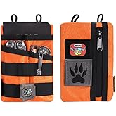 VIPERADE VE3-P Pocket Organizer Pouch, EDC Organizer Men with DIY Patches Area, EDC Pouch with 4 Tool Storage Pocket Pouch for Flashlight, Pocket Knife, EDC Pen, EDC Gear (Orange)