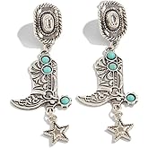 Todu Western Earrings for Women Cowboy Cowgirl Horse Hat Boots Star Turquoise Earrings Vintage Ethnic Boho Western Country Jewelry