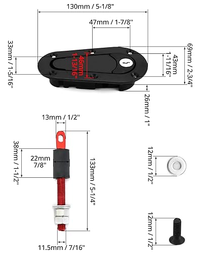 Yctze Car Vehicle Racing Hood Pin Lock Universale CNC Billet Alluminio Racing Bonnet Hood Pin Latch Lock Aspetto Kit Hood Lock (2 pezzi)(Argento