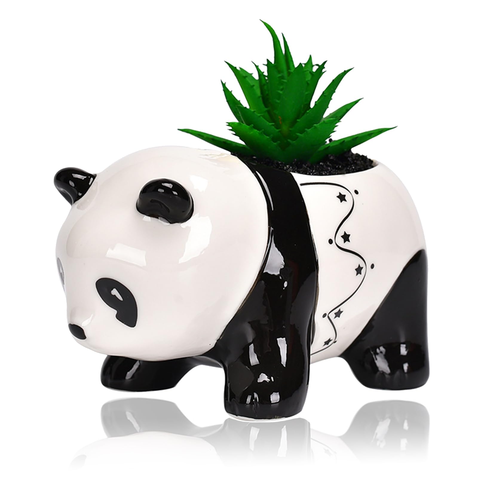 Half Forest Panda Ceramic Flower Pot Succulent Pots Creative Cartoon Funny Panda Shape Succulent Flower Pot for Indoor and Outdoor Use Home Office