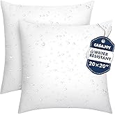 CASAJOY Pack of 2 20x20 Outdoor Pillow Inserts, Water Resistant Throw Pillow Inserts, Cushion Inner Pads for Patio, Furniture, Sofa, Bed, Living Room, Garden Decorative Waterproof Pillow Inserts