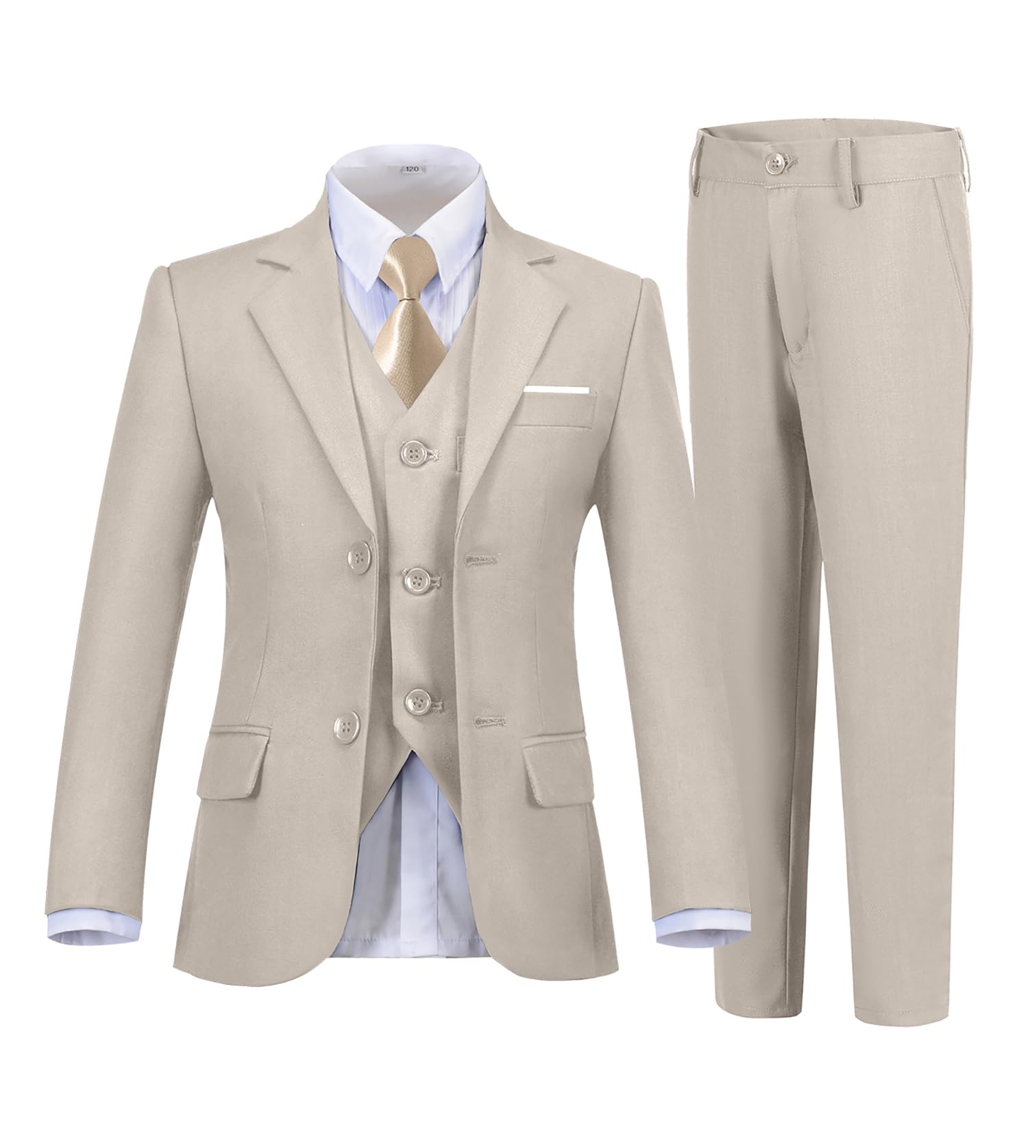 Photo 1 of Boys Suits 5 Piece Slim Fit Toddler Tuxedo Suit Set Dress Clothes Kids Wedding Ring Bearer Outfit for Teen Boy Size 12