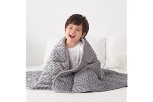 Huloo Sleep Kids Weighted Blanket Twin 7lbs (41"×60",Gray) Breathable Soft Minky Weighted Throw Blanket for All Season,Heavy Blanket with Premium Glass Beads