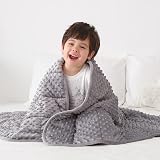 Huloo Sleep Kids Weighted Blanket Twin 7lbs (41"×60",Gray) Breathable Soft Minky Weighted Throw Blanket for All Season,Heavy Blanket with Premium Glass Beads
