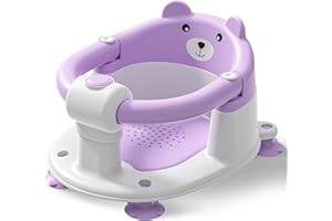 TAVLSHERO Baby Bath Seat for Babies 6 Months & Up, Toddler Bath Seats for Babies Sitting Up, Non-Slip Infant Bath Tub Chair with 4 Suction Cups & Soft Cushion for Shower, Compact Toddler Bathtub Seat, Purple