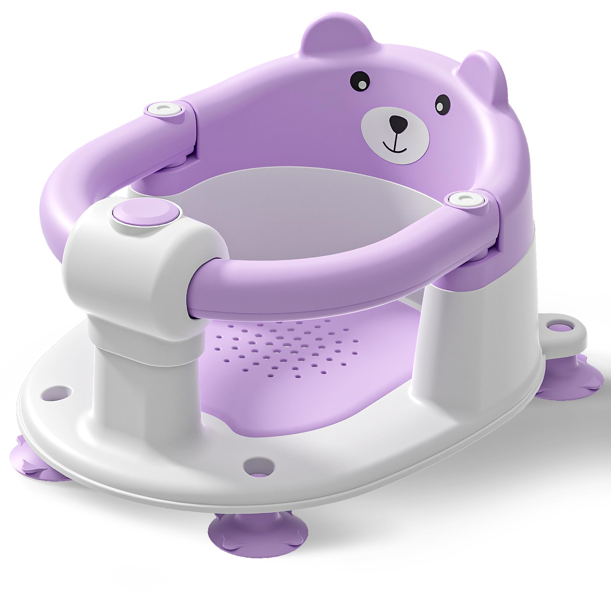 Photo 1 of Baby Bath Seat for Babies 6 Months & Up, Toddler Bath Seats for Babies Sitting Up, Non-Slip Infant Bath Tub Chair with 4 Suction Cups & Soft Cushion for Shower, Compact Toddler Bathtub Seat, Purple