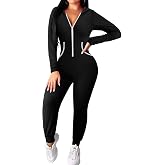 Ekouaer Halloween Onesie for Women Hooded Jumpsuit Sexy One Piece Pajamas | Soft Stretch Fabric, Adult Long Sleeve Romper, Zipper Closure, Side Pockets, Cosplay Holiday Party, Novelty Sleepwear Pjs