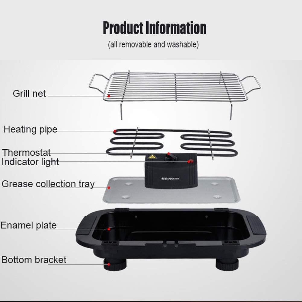 review Smoke-Free Indoor Electric Grill with Improved Non-Stick Coating and Speedy Heat up Nonstick Barbecue Electric-Griddles for 3-6 People Durable