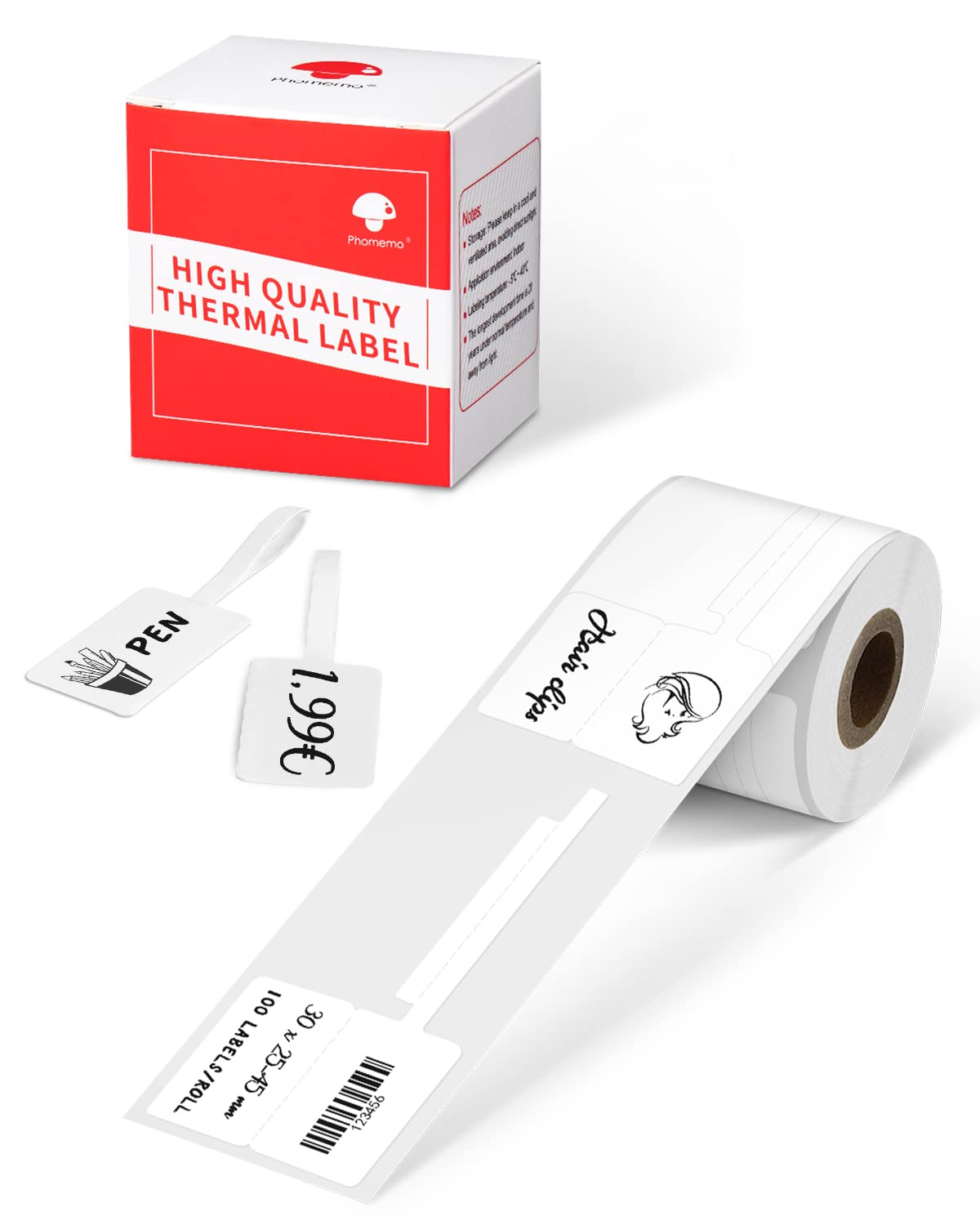 Phomemo Labels-Jewelry Price Label Compatible with M220/M120/M110/M200/M221/M250/M150 Label Printers, Thermal Labels Stickers Paper for Jewelry, Price, 1.18"x0.98"-1.77" (30x25-45mm 100 Labels/Roll