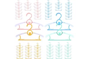 MJRASG 60 Pack Baby Hangers for Closet Plastic Kids Hangers Clothes Space Saving Hangers Non Slip Extendable Baby Hangers for Nursery Toddler Heavy Duty Clothing Hangers Bulk, Mixed Color