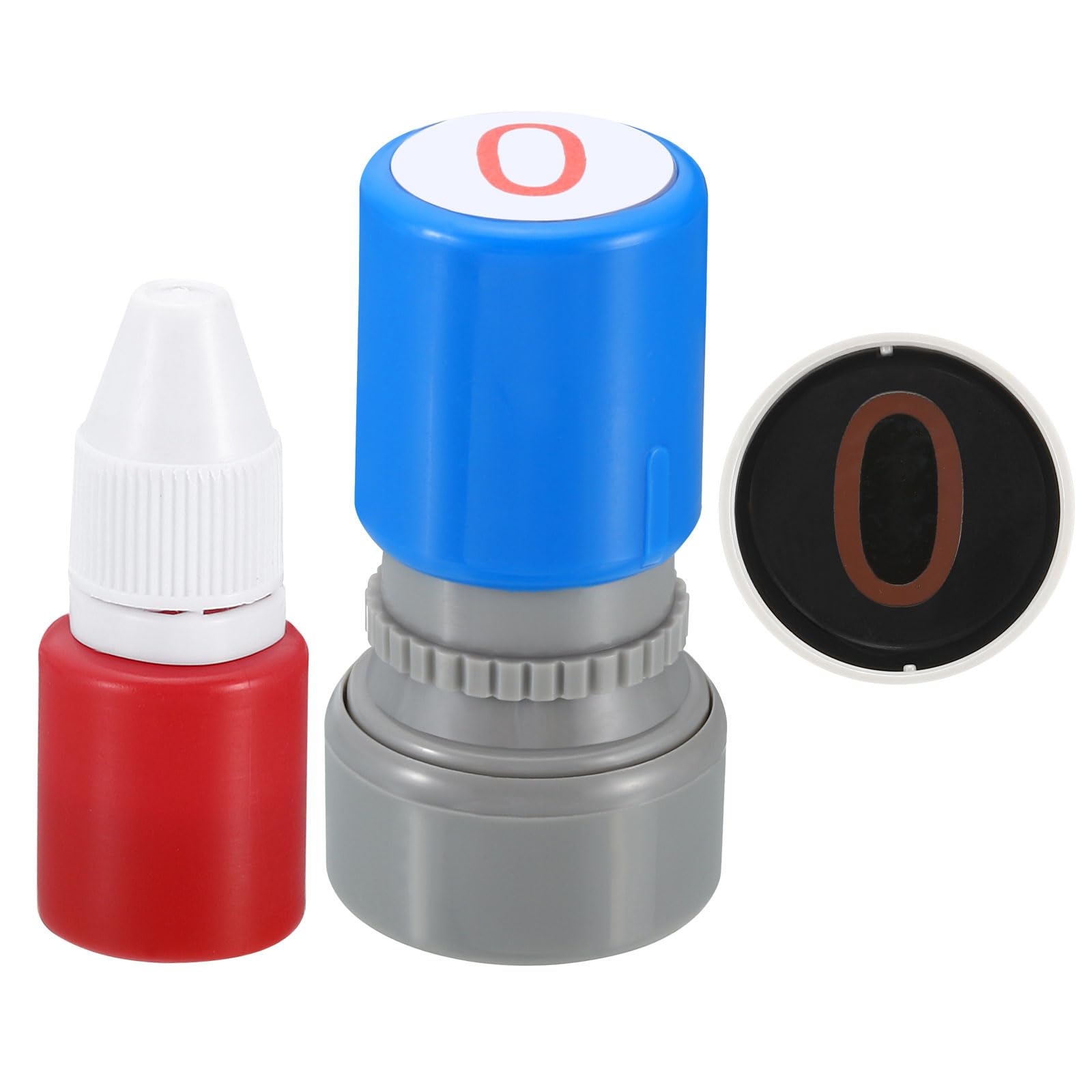 PATIKIL Number Stamps Self Inking, Numeral 0 Number Stamp Teacher Stamp Initial Stamp Ink Stamp for Class Notebook Scrapbooking DIY Craft Style 1, Red Ink — image 1