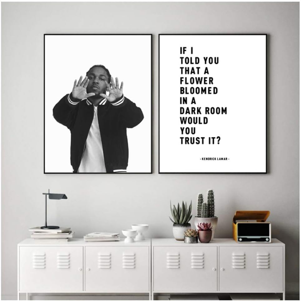 Dubdubd Kendrick Lamar Black White Poster Lyrics From Justice Hip Hop Wall Art Canvas Painting Home Wall 50x70cmx2 Frameless Amazon Co Uk Kitchen Home